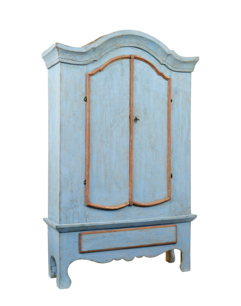 19TH CENTURY SWEDISH PAINTED CUPBOARD ON STAND