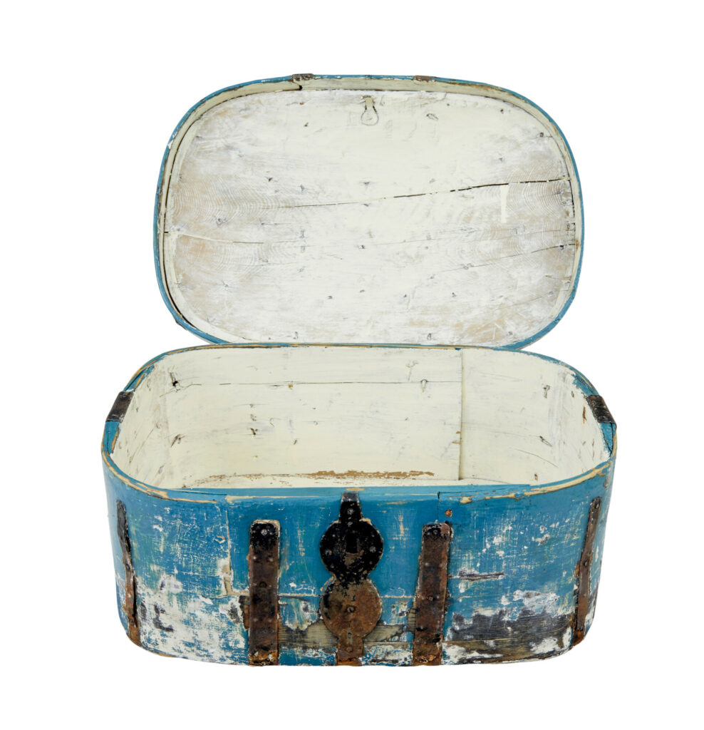 19th Century Hand Painted Scandinavian Oval Strong Box — image 3