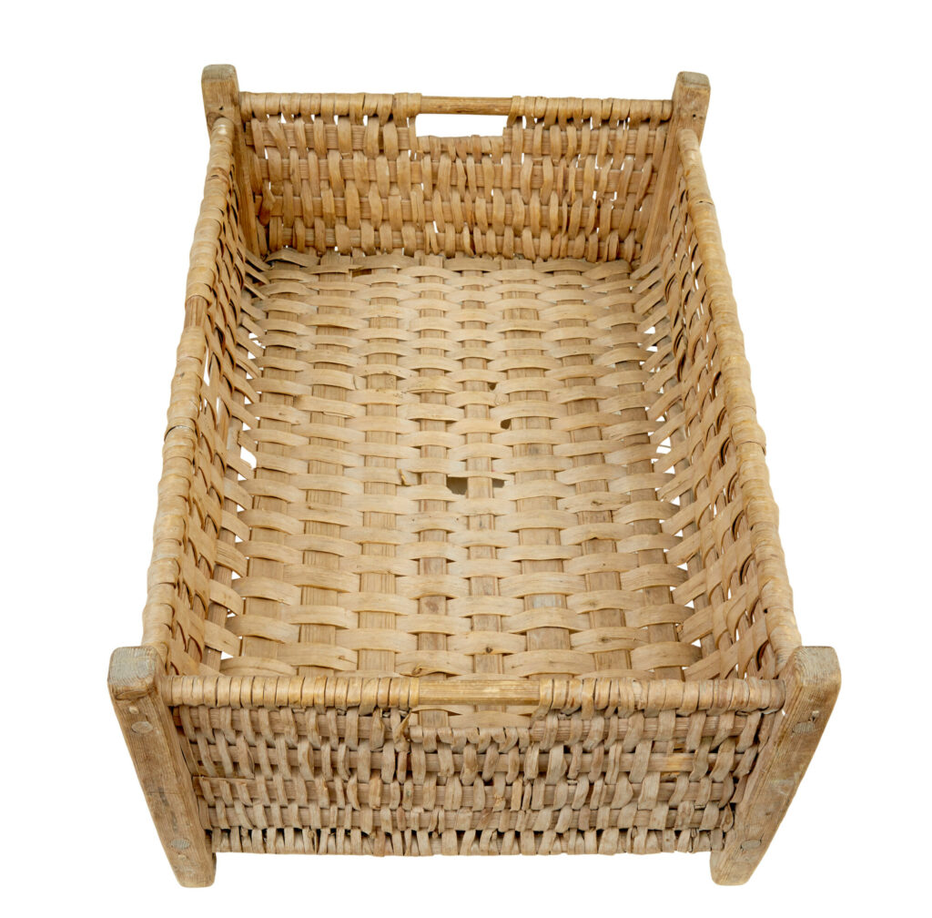 Late 19th Century Hand Woven Swedish Pine Basket — image 4