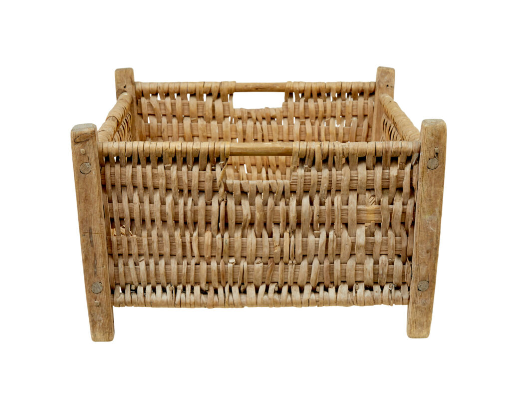 Late 19th Century Hand Woven Swedish Pine Basket — image 7