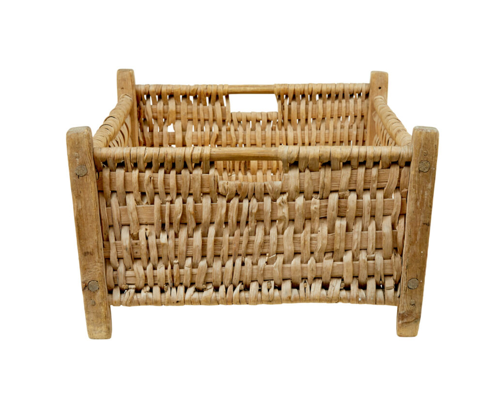 Late 19th Century Hand Woven Swedish Pine Basket — image 5