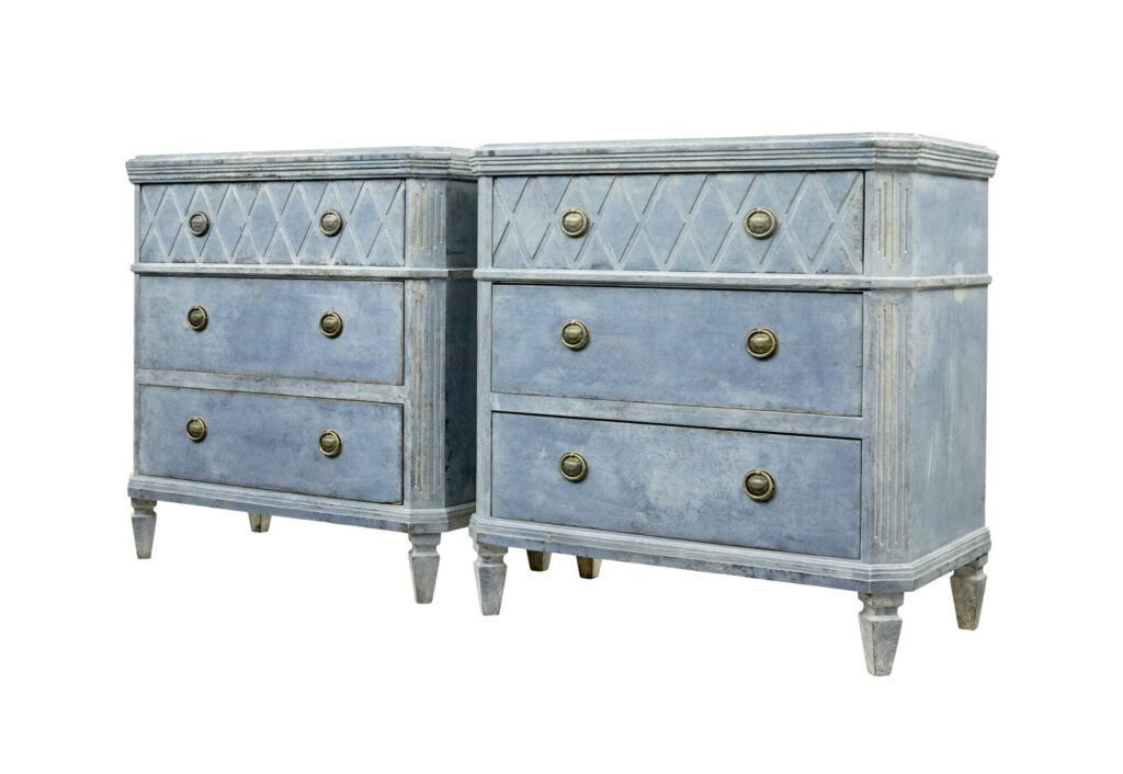 Swedish Pair of 19th Century Gustavian Influenced Chest of Drawers