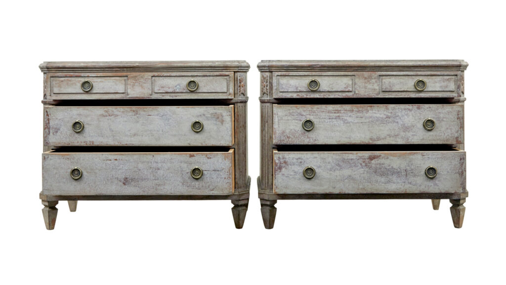 19th Century Pair of Swedish Hand Painted Chest of Drawers — image 9