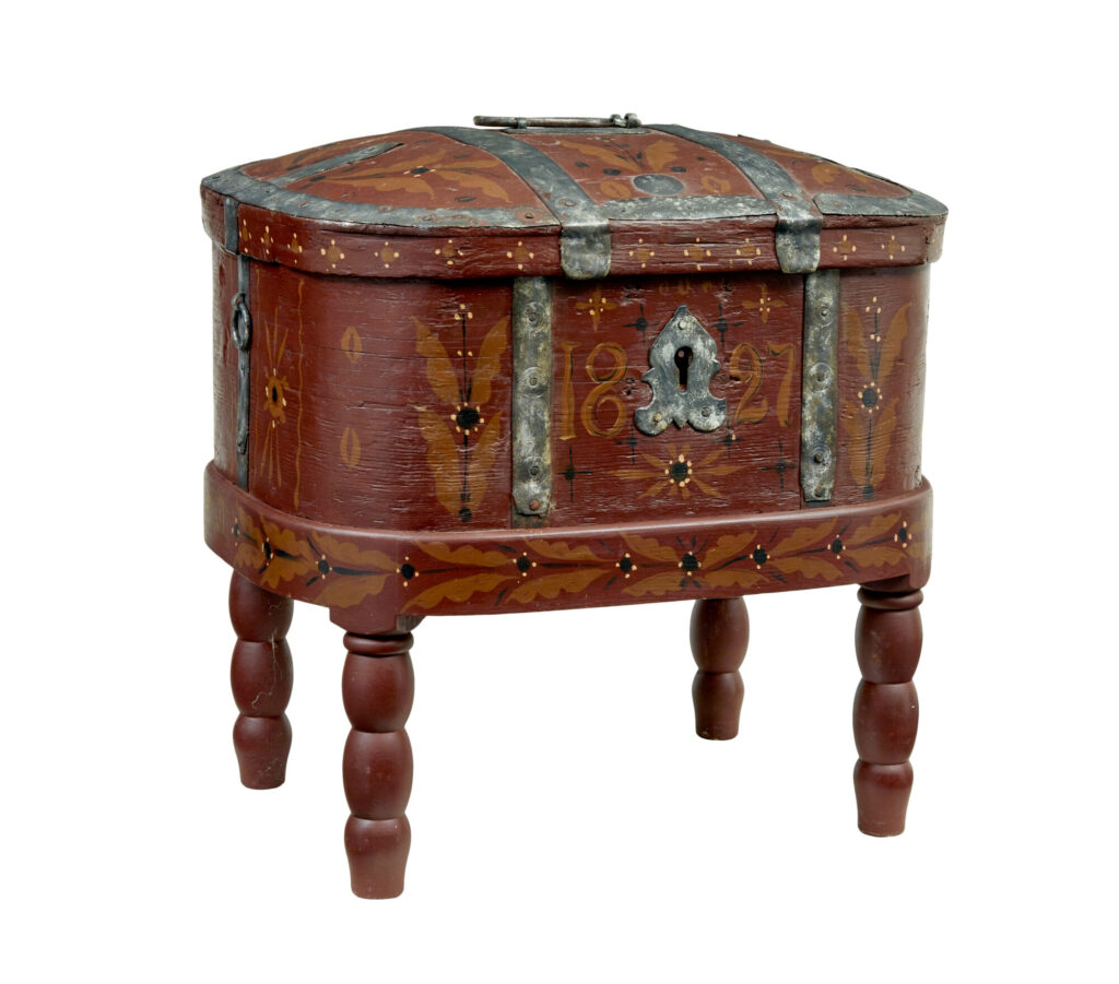 Traditional 19th Century Swedish Shaped Box on Stand