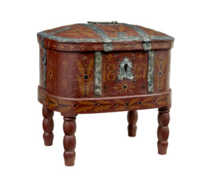 TRADITIONAL 19TH CENTURY SWEDISH SHAPED BOX ON STAND