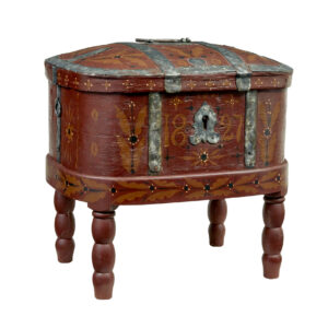 TRADITIONAL 19TH CENTURY SWEDISH SHAPED BOX ON STAND