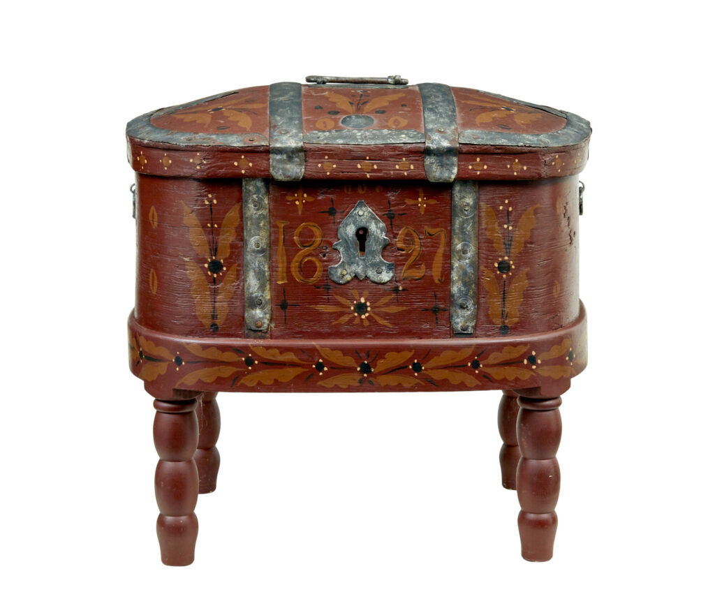 Traditional 19th Century Swedish Shaped Box on Stand — image 8