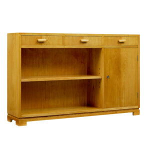 MID CENTURY SCANDINAVIAN LOW OPEN BOOKCASE IN ELM