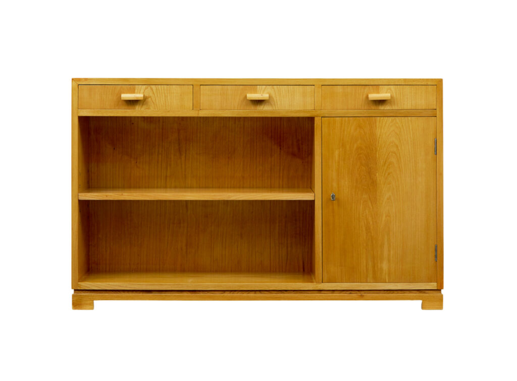 Mid Century Scandinavian Low Open Bookcase in Elm — image 9