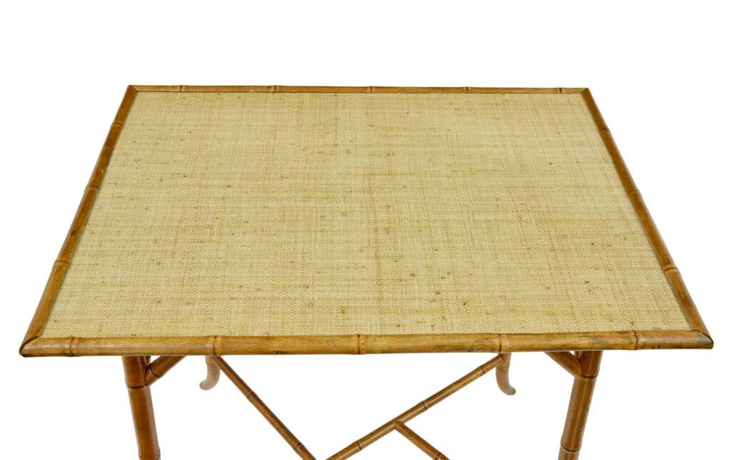 Early 20th Century Bamboo and Hesian Side Table — image 6