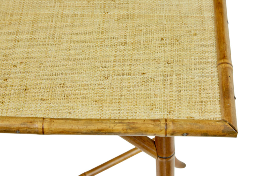 Early 20th Century Bamboo and Hesian Side Table — image 5