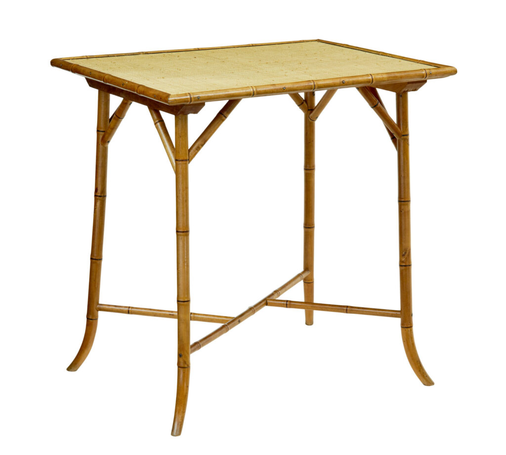 Early 20th Century Bamboo and Hesian Side Table