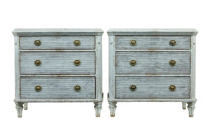 19TH CENTURY PAIR OF HAND PAINTED SWEDISH CHEST OF DRAWERS