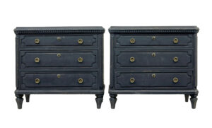 SWEDISH PAIR OF 19TH CENTURY BLACK PAINTED COMMODES