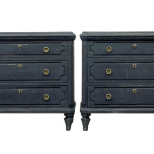 SWEDISH PAIR OF 19TH CENTURY BLACK PAINTED COMMODES