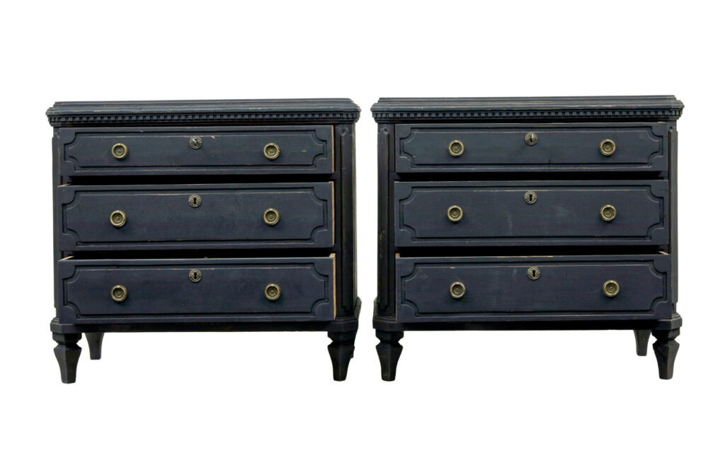 Swedish Pair of 19th Century Black Painted Commodes — image 8