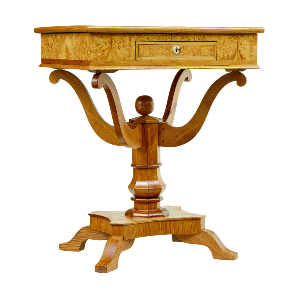 19th Century Scandinavian Burr Birch and Elm Occasional Table — image 2