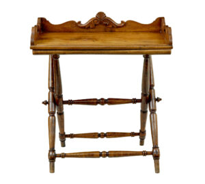 19th Century Solid Oak Gothic Revival Butlers Tray on Stand — thumbnail 9