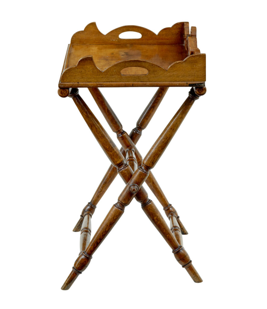 19th Century Solid Oak Gothic Revival Butlers Tray on Stand — image 8