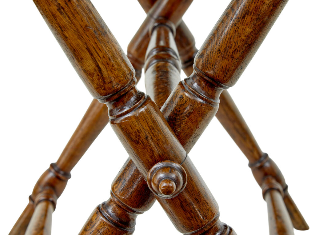 19th Century Solid Oak Gothic Revival Butlers Tray on Stand — image 2