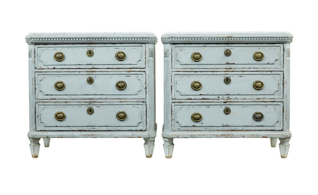 Pair of 19th Century Chest of Drawers with Faux Marble Tops