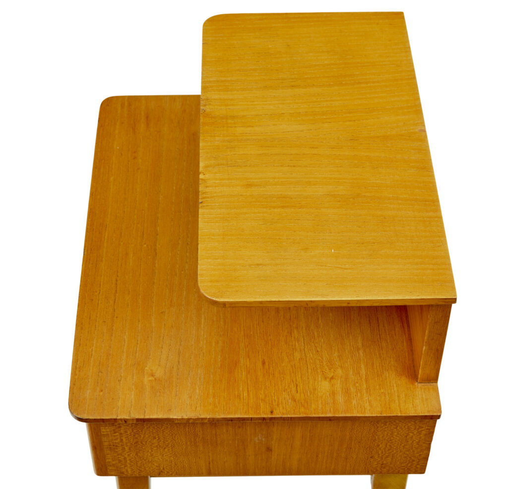 Mid Century Pair of Scandinavian Elm Bedside Tables — image 3