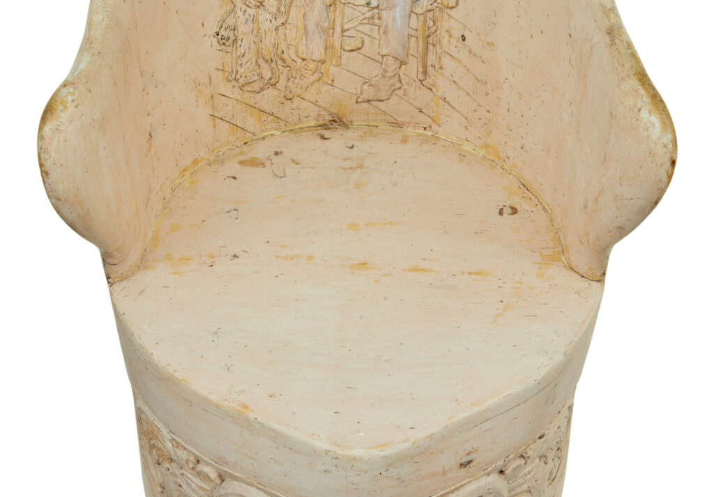 19th Century Gothic Revival Painted Dug Out Chair — image 12
