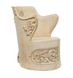 19TH CENTURY GOTHIC REVIVAL PAINTED DUG OUT CHAIR