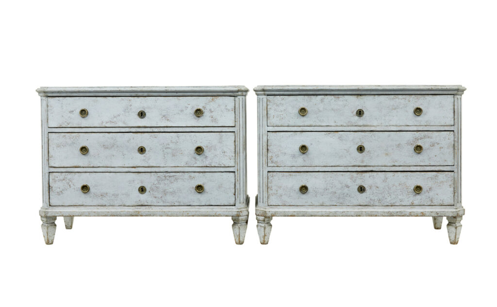 Pair of Painted 19th Century Swedish Chest of Drawers