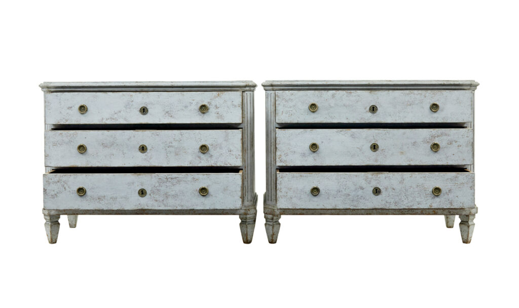 Pair of Painted 19th Century Swedish Chest of Drawers — image 9