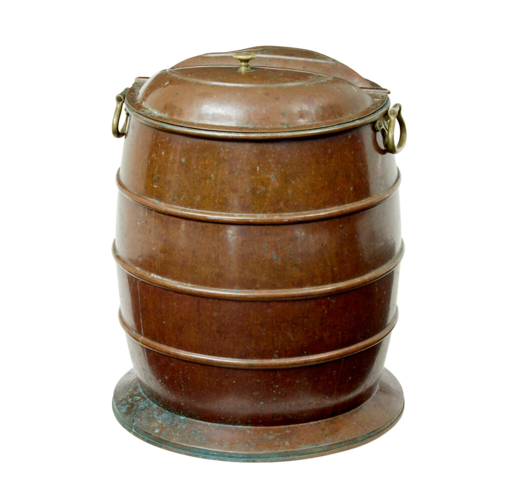 19th Century Swedish Copper and Brass Water Barrel — image 6