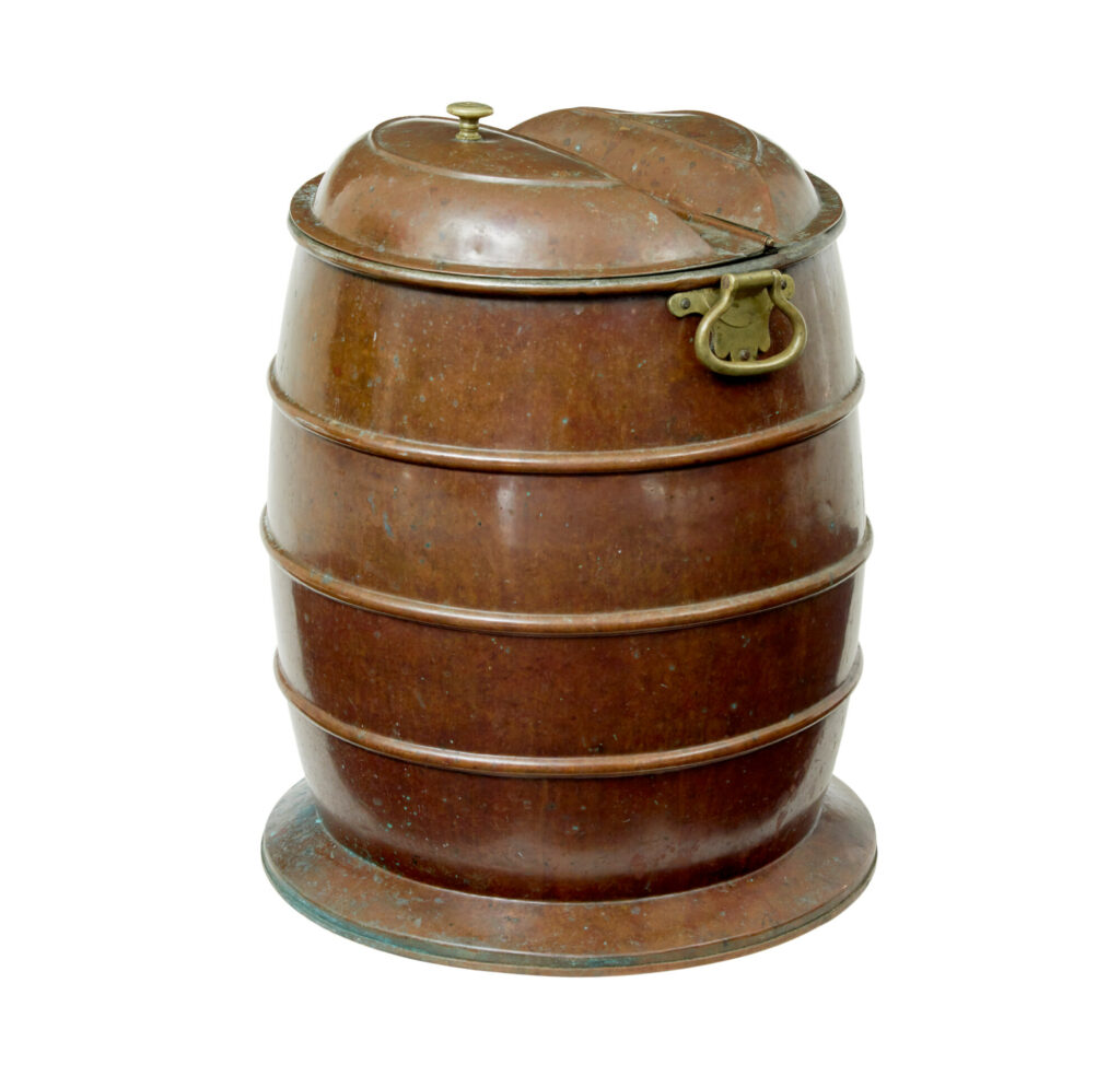 19th Century Swedish Copper and Brass Water Barrel — image 5
