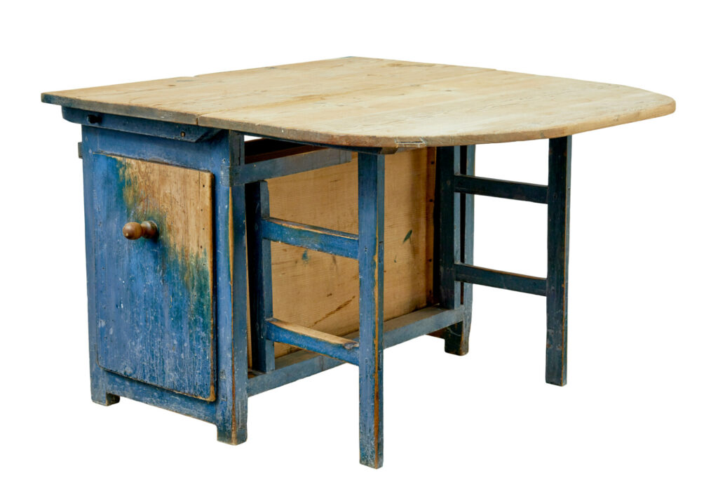 Unusual 19th Century Swedish Pine Drop Leaf Table