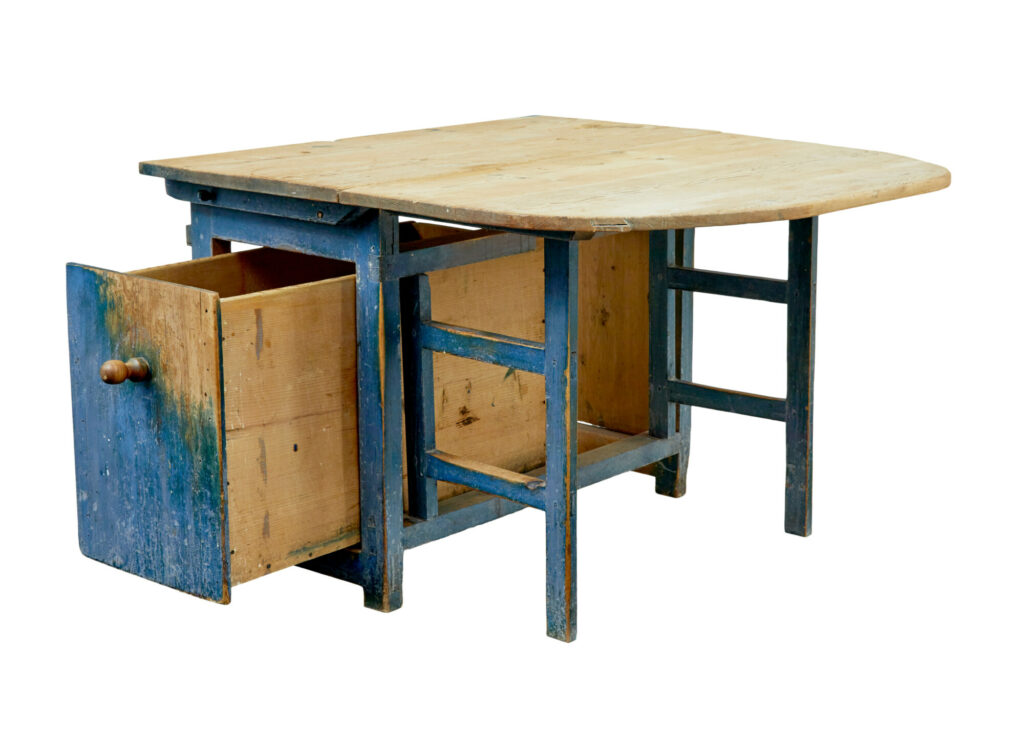 Unusual 19th Century Swedish Pine Drop Leaf Table — image 11