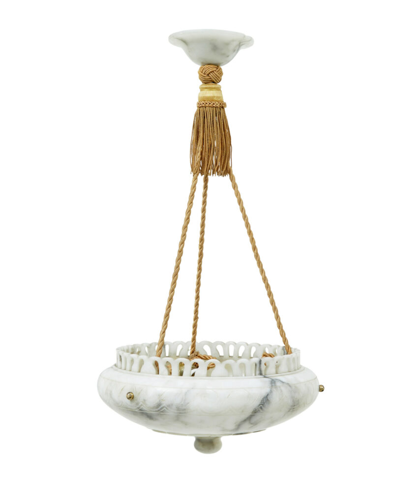 Hand Carved Alabaster Art Deco Ceiling Light — image 2