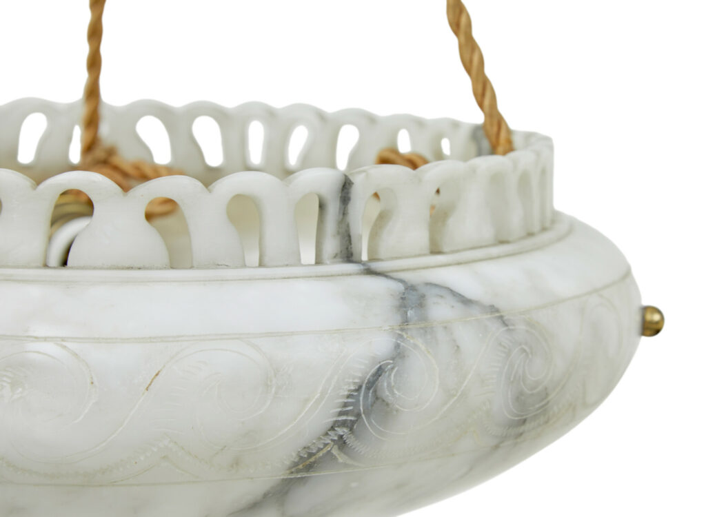 Hand Carved Alabaster Art Deco Ceiling Light — image 10