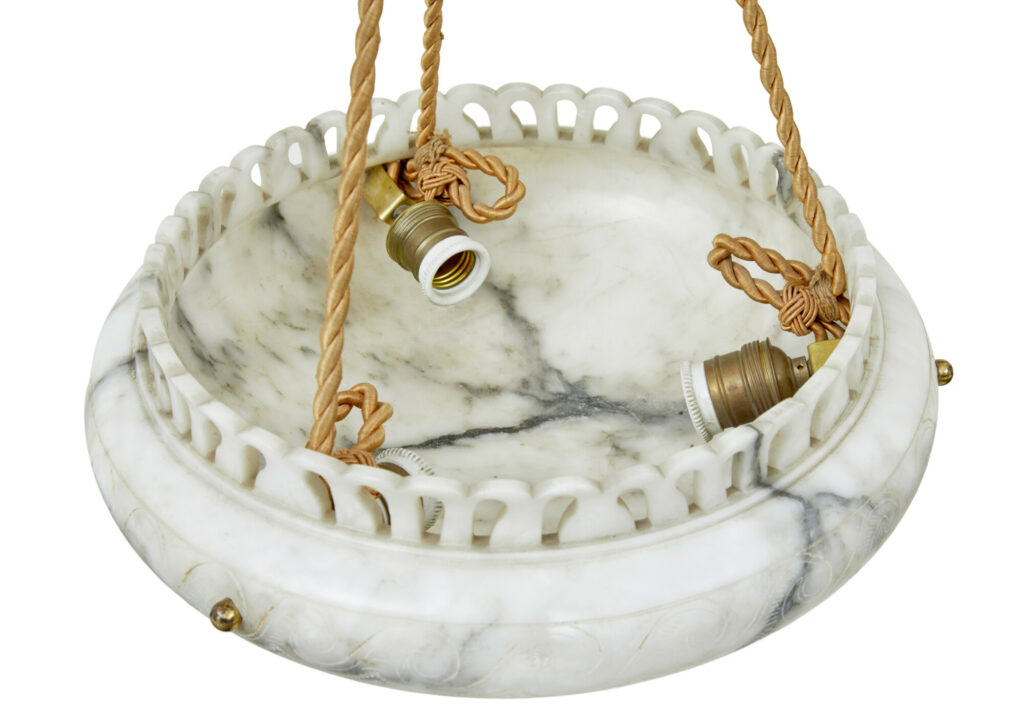 Hand Carved Alabaster Art Deco Ceiling Light — image 9