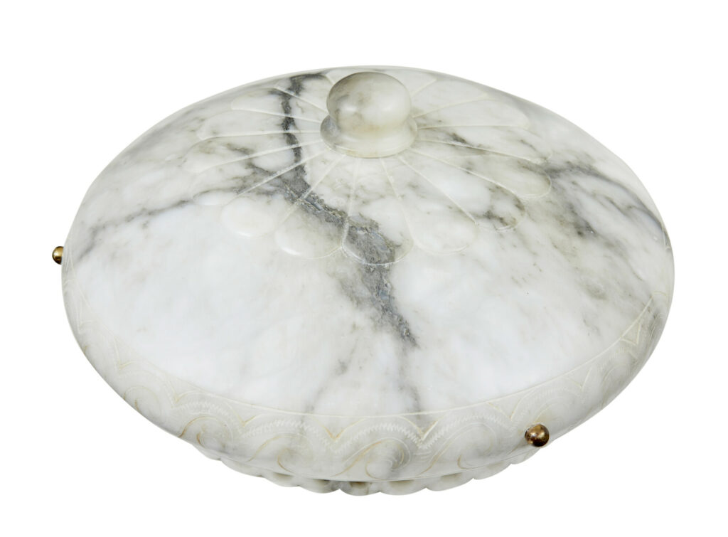 Hand Carved Alabaster Art Deco Ceiling Light — image 7