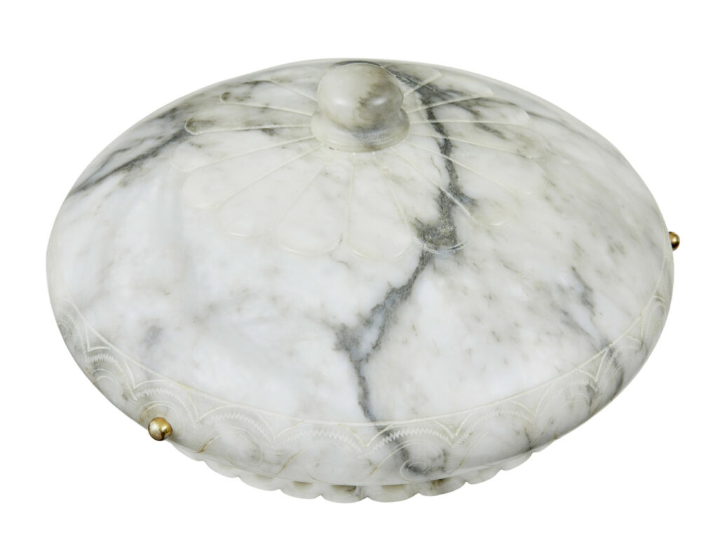 Hand Carved Alabaster Art Deco Ceiling Light — image 5