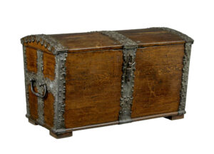 MID 19TH CENTURY BAROQUE REVIVAL OAK DOME TOP CHEST