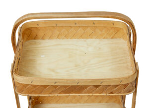 Early 20th Century Handmade Woven Pine 2 Tier Stand — thumbnail 7