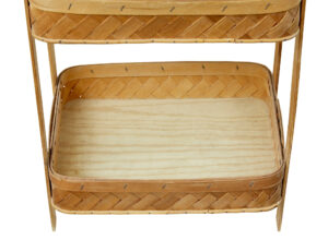 Early 20th Century Handmade Woven Pine 2 Tier Stand — thumbnail 6