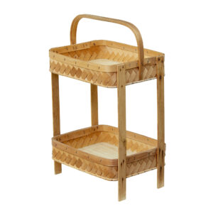 EARLY 20TH CENTURY HANDMADE WOVEN PINE 2 TIER STAND