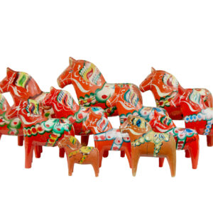 SWEDISH SET OF 12 TRADITIONAL HAND PAINTED DALA HORSES