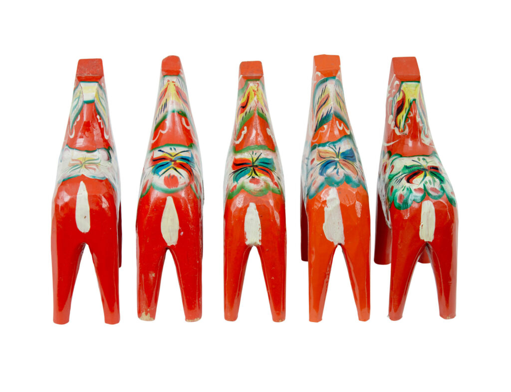 Swedish Set of 12 Traditional Hand Painted Dala Horses — image 5