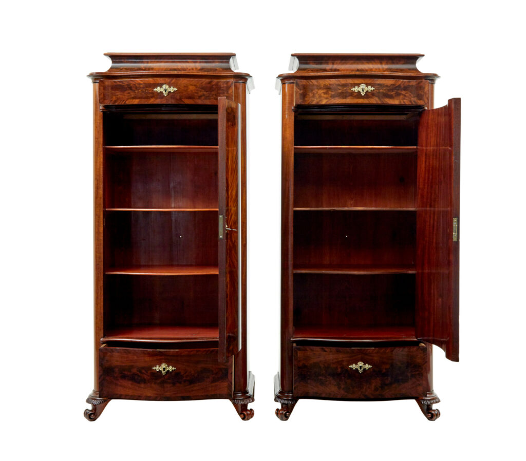 Scandinavian Pair of 19th Century Serpentine Shaped Cupboards — image 11