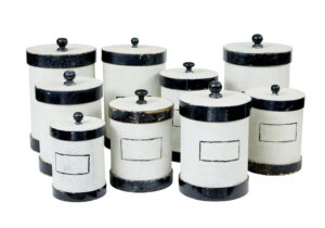 Set of 8 1930's Scandinavian Painted Chemist Jars — thumbnail 2