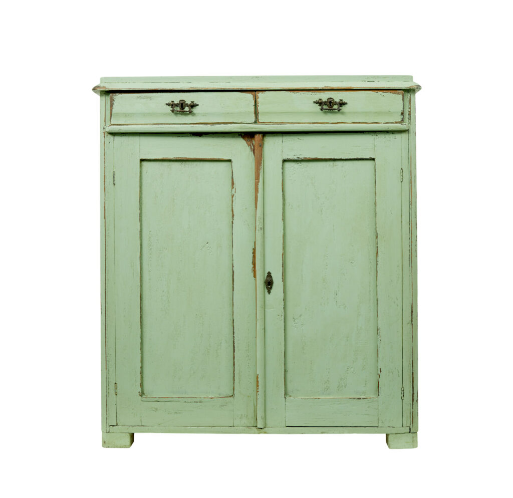Scandinavian 19th Century Green Painted Kitchen Cupboard — image 5