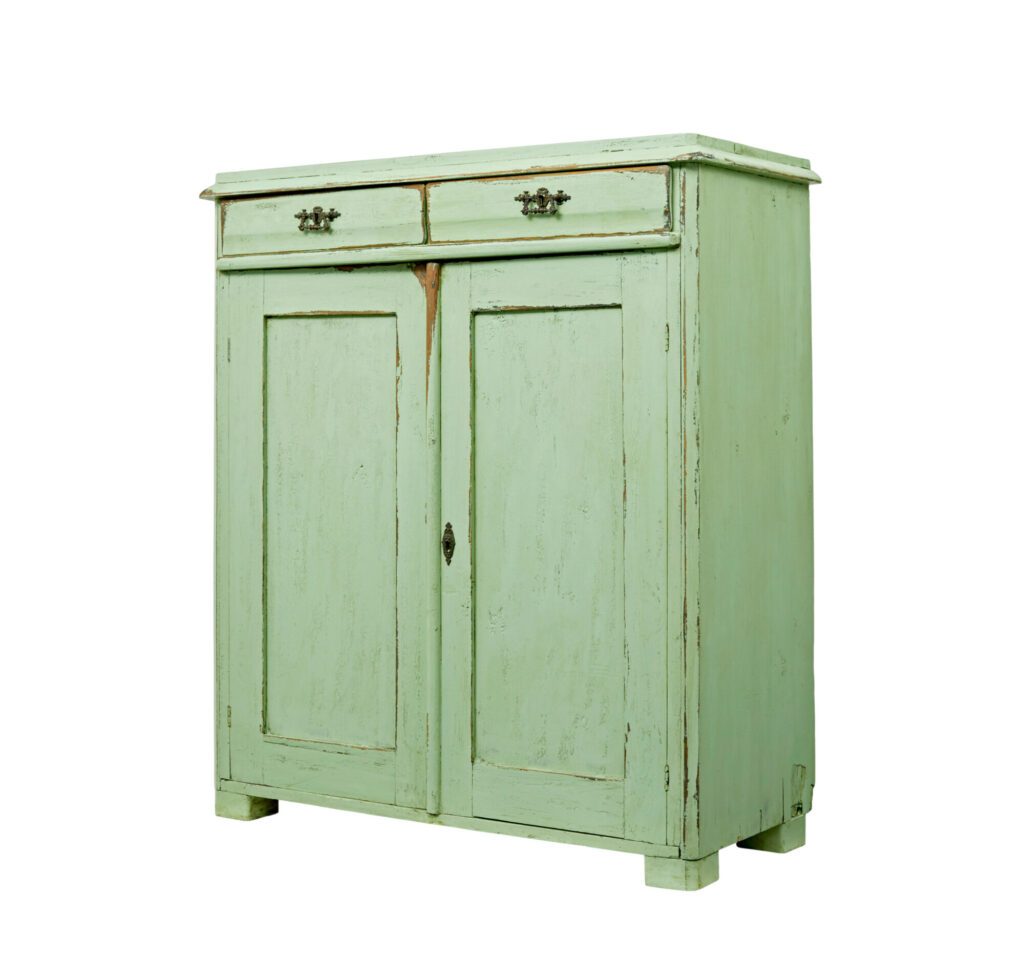 Scandinavian 19th Century Green Painted Kitchen Cupboard
