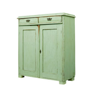 SCANDINAVIAN 19TH CENTURY GREEN PAINTED KITCHEN CUPBOARD